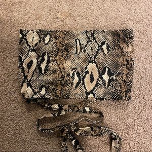 Strapless Snakeskin Crop Top